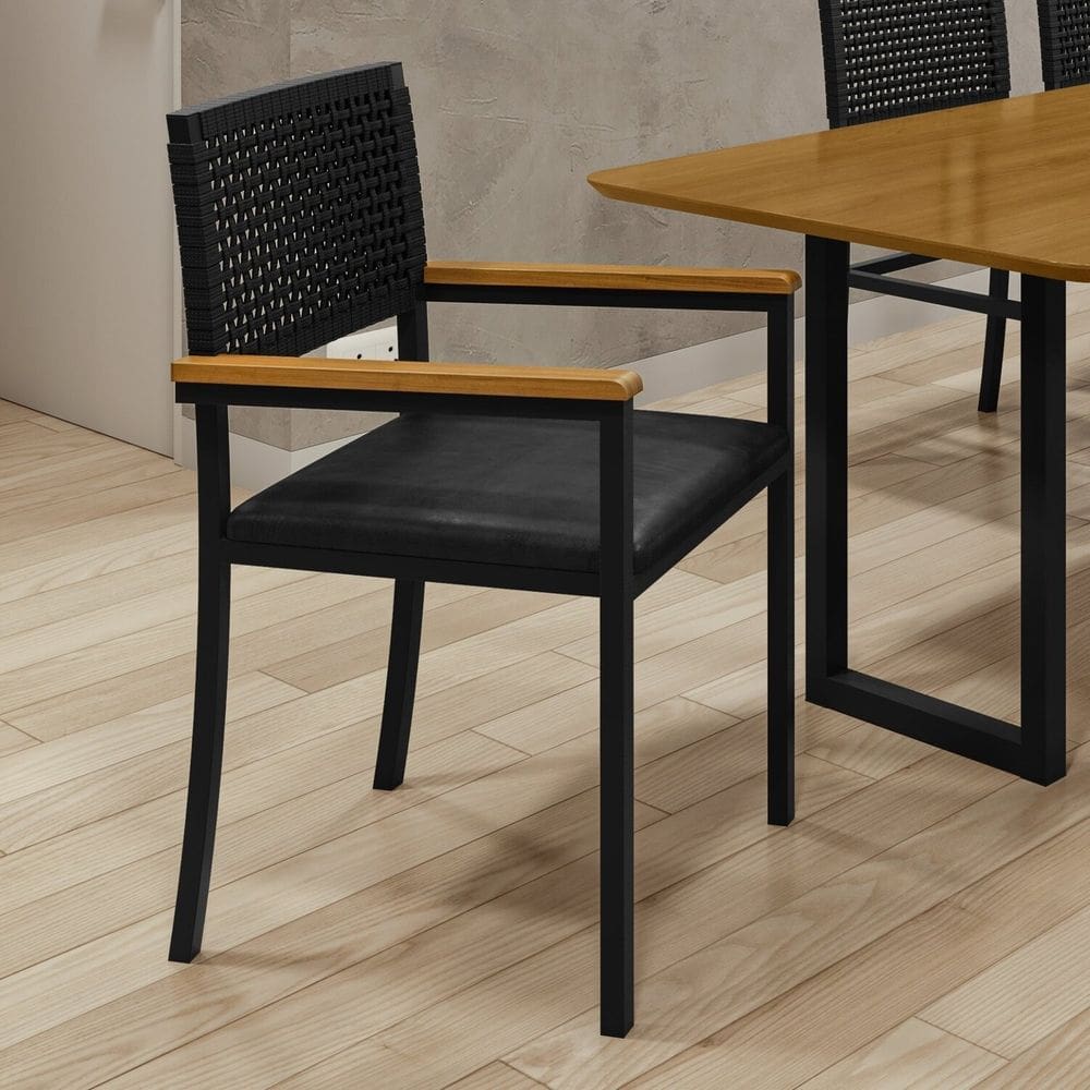 Cadeira para Sala de Jantar com Braço Madri Preto