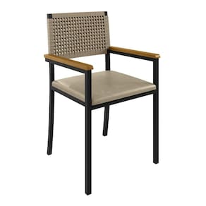 Cadeira para Sala de Jantar com Braço Madri Preto/Pérola