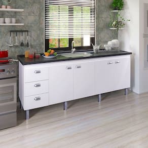 Armário para Cozinha 194 Cm 4 Portas 3 Gavetas São Luis Branco