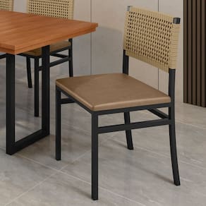 Kit com 02 Cadeiras para Sala de Jantar Madri Preto /Bege / Sépia