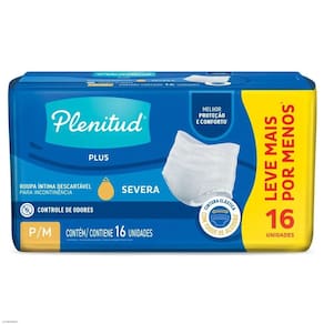 Roupa Íntima Descartável Plenitud Protect Plus Incontinência Intensa P/M 16 Unidades