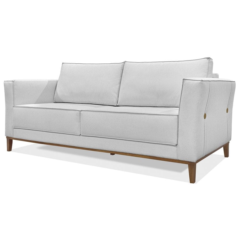 Sofa Balli 3 Lugares 210cm Pes Madeira Linho 223 Grigio Ezz