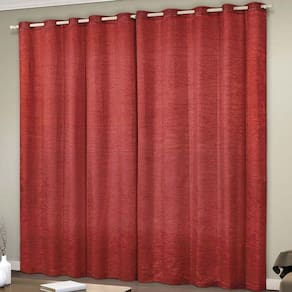 Cortina Glamour Cetim Amassado 3,00m X 2,60m Sala Quarto Varão 3m - Vermelho