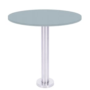 Mesa Beta Fixa Inox 71,50 cm (Alt) Disco Redondo Tampo MDP Redondo 60 cm (Larg) x 2,50 cm (Alt) Cinza