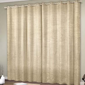Cortina Glamour Cetim Amassado 3,00m X 2,60m Sala Quarto Varão 3m - Bege