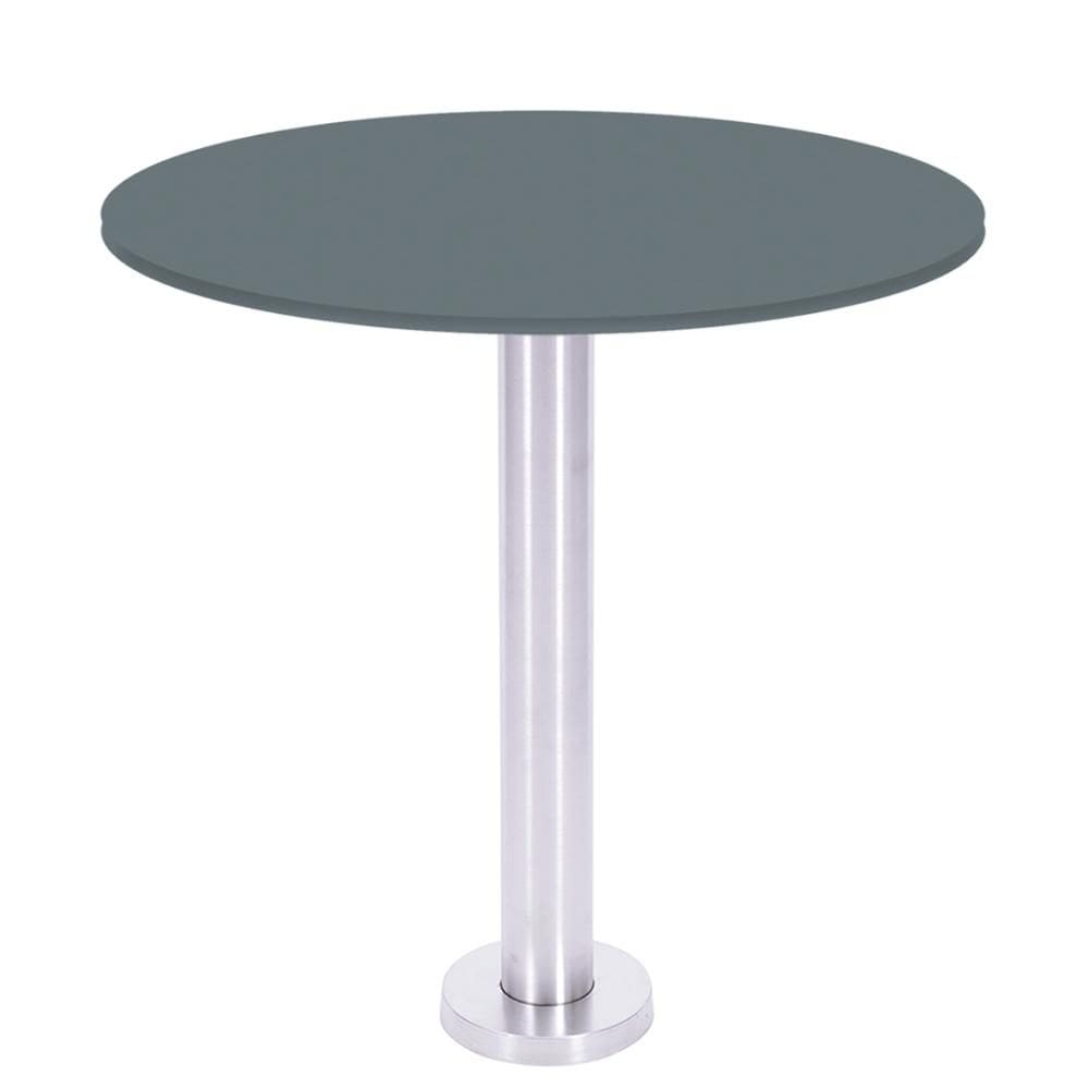 Mesa Beta Fixa Inox 71,50 cm (Alt) Disco Redondo Tampo MDP Redondo 60 cm (Larg) x 2,50 cm (Alt) Grafito