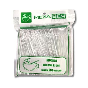 Kit C/ 01 Pct. De Mexedor Tipo Mini Remo (8,5 Cm.) Cristal C/ 500 Un. (Mexa Bem)