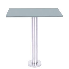 Mesa Beta Fixa Inox 71,50 cm (Alt) Disco Redondo Tampo MDP Quadrado 70 cm (Larg) x 2,50 cm (Alt) Cinza