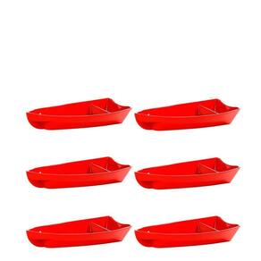 Conjunto De Barca Sushi 600ml 6 Peças Vermelho Em Polipropileno Linha Tropical Vem