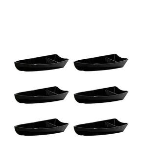 Conjunto De Barca Sushi 600ml 6 Peças Preto Em Polipropileno Linha Tropical Vem