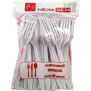 Kit C/1 Pct Garfo Refeicao Master Branco C/50 Un.(Mexa Bem)