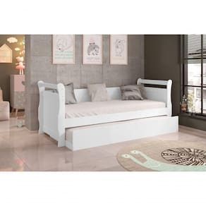 Bicama Babá Infantil Solteiro Framar Bella Branco Mdf