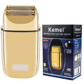 Barbeador elétrico Kemei Cordless Metal Double para homens molhado/seco