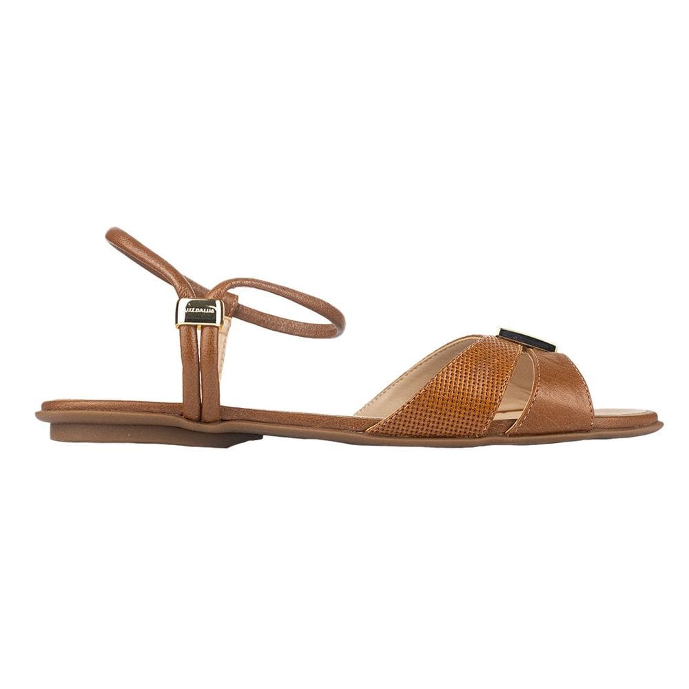 Sandália Rasteira Luz da Lua Detalhe Metal Ambar