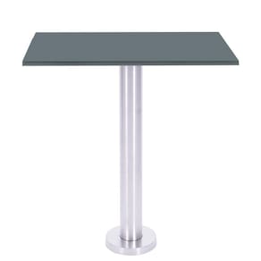 Mesa Beta Fixa Inox 71,50 cm (Alt) Disco Redondo Tampo MDP Quadrado 80 cm (Larg) x 2,50 cm (Alt) Grafito