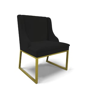 Cadeira Sala de Jantar Industrial Dourado Liz Linho Preto D03 - D`Rossi