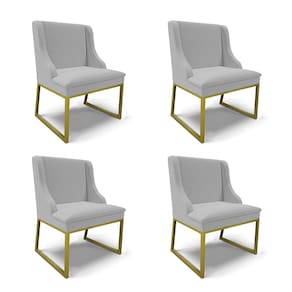 Cadeira Sala de Jantar Industrial Dourado kit 4 Liz Linho Cinza D03 - D`Rossi