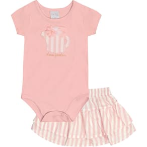 Conjunto Bebê Menina Body e Saia Pulla Bulla Ref. 50520