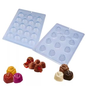 Kit 2 Formas de Acetato Para Chocolate BWB - Bombom Cereja Caracol Simples + Bombom Rosa Simples