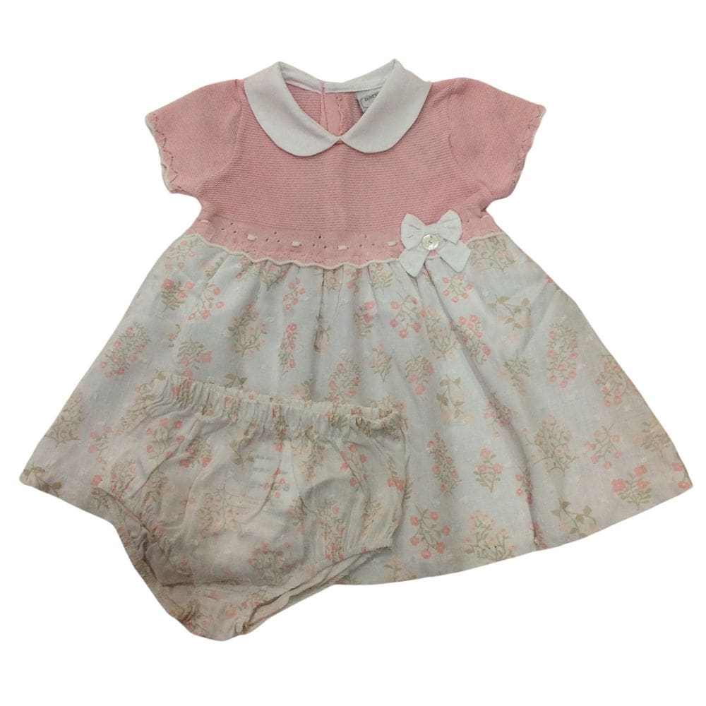 Vestido + Calcinha fem bebê Noruega Rosa Floral