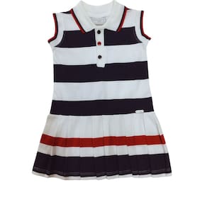 Vestido polo infantil fem Noruega Marinho e Branco