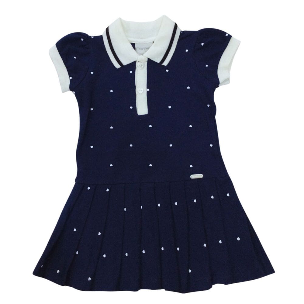 Vestido infantil fem Noruega Azul Marinho e off