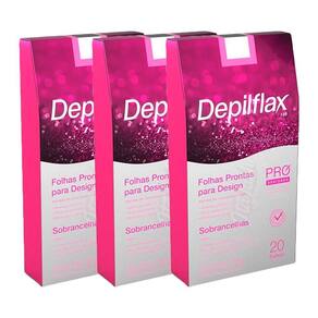 Folha De Cera Fria Kit 60un Prontas Depilação Facial Design Sobrancelhas Rosa Modelagem Depilflax