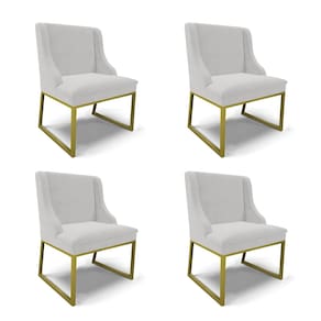 Cadeira Sala de Jantar Industrial Dourado kit 4 Liz Veludo Cinza D03 - D`Rossi