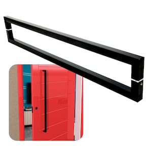 Puxador Portas Duplo Aço Inox Preto Slin 80 cm para portas: pivotantes/madeira/vidro temperado/porta alumínio e portões