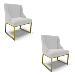 Cadeira Sala de Jantar Industrial Dourado kit 2 Liz Veludo Cinza D03 - D`Rossi