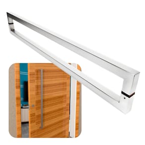 Puxador Portas Duplo Aço Inox Escovado Slin 50 cm para portas: pivotantes/madeira/vidro temperado/porta alumínio e portões