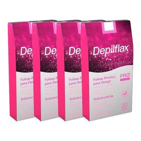 Folha De Cera Fria Kit 80un Prontas Depilação Facial Design Sobrancelhas Rosa Modelagem Depilflax