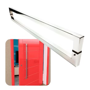 Puxador Portas Duplo Aço Inox Polido Slin 1,2 m para portas: pivotantes/madeira/vidro temperado/porta alumínio e portões