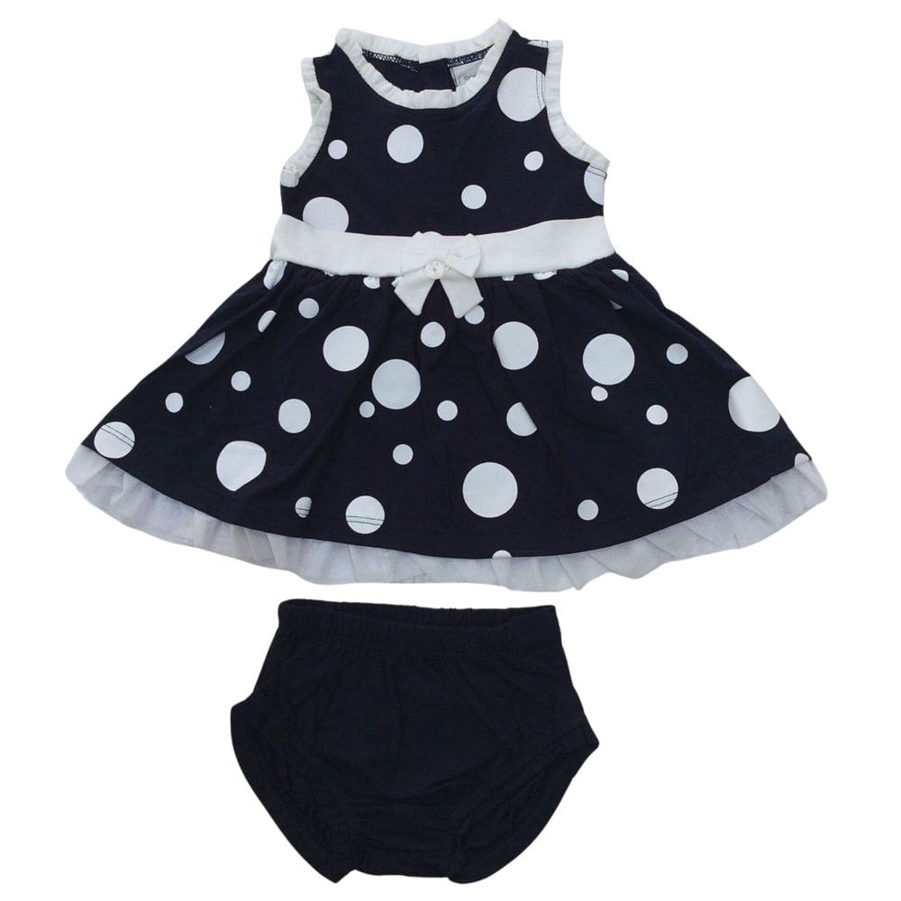 Vestido bebê fem Noruega Marinho e Branco