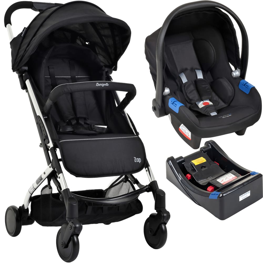 Carrinho de Bebe + Bebe Conforto + Base Burigotto Zap Metal Prata