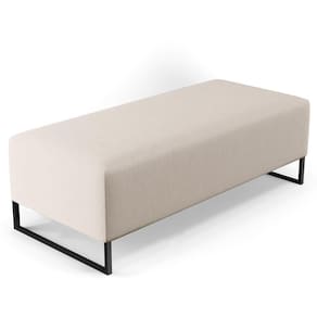 Puff Sala De Estar Bali W01 Base Ferro 120x50 Cm Linho Cru