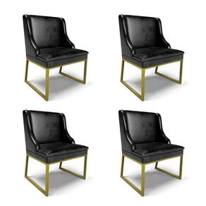 Cadeira Sala de Jantar Industrial Dourado kit 4 Liz Sint PU Preto D03 - D`Rossi