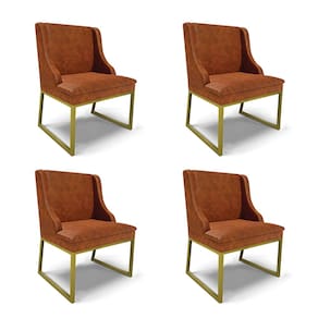 Cadeira Sala de Jantar Industrial Dourado kit 4 Liz Sint PU Nozes D03 - D`Rossi