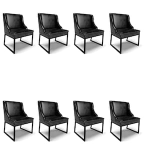 Cadeira Sala de Jantar Industrial Preto kit 8 Liz Sint PU D03 - D`Rossi