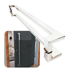 Puxador Portas Duplo Aço Inox Polido Grécia 1,2 m para portas: pivotantes/madeira/vidro temperado/porta alumínio e portões