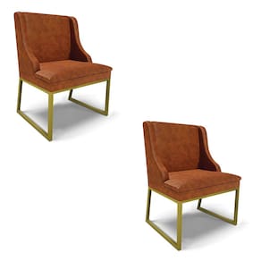 Cadeira Sala de Jantar Industrial Dourado kit 2 Liz Sint PU Nozes D03 - D`Rossi