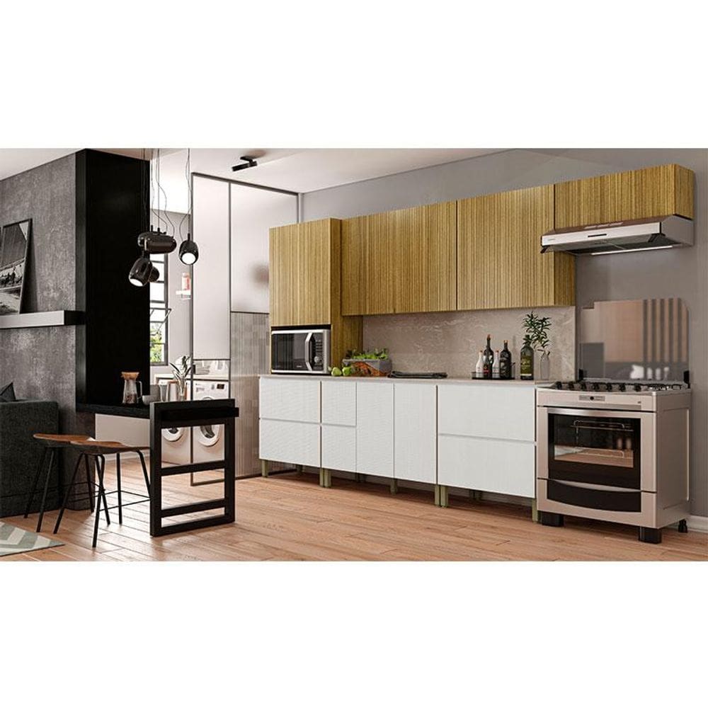 Cozinha Modulada Ambiente Art 8 Peças Freijó Ártico Riscatto – Kits Paraná