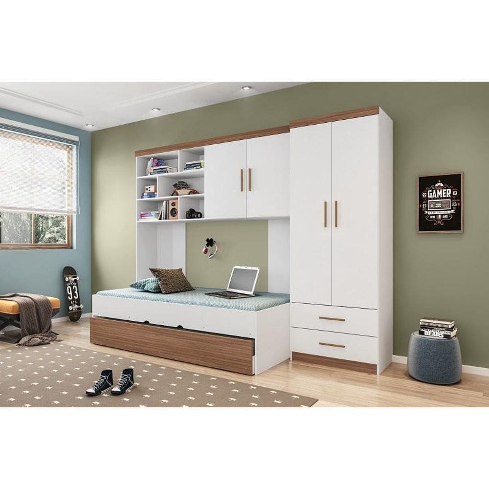 Jogo de Quarto Infantil Completo Chiara Branco Amadeirado - Phoenix Baby
