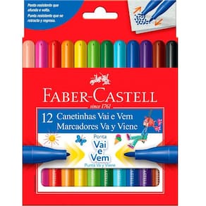 Canetinhas Faber Castell com 12 cores - Ponta vai e vem