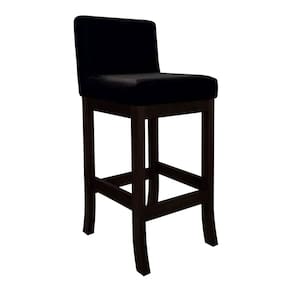 Banqueta Média para Bancada de Cozinha em Madeira Capuccino Melody Suede Preto