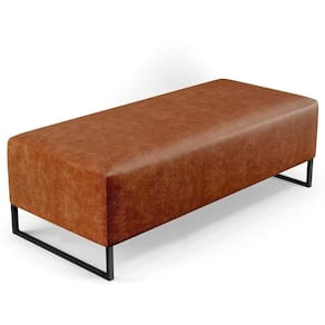 Puff Sala De Estar Base Ferro 120x50 Cm Couríssimo Camel