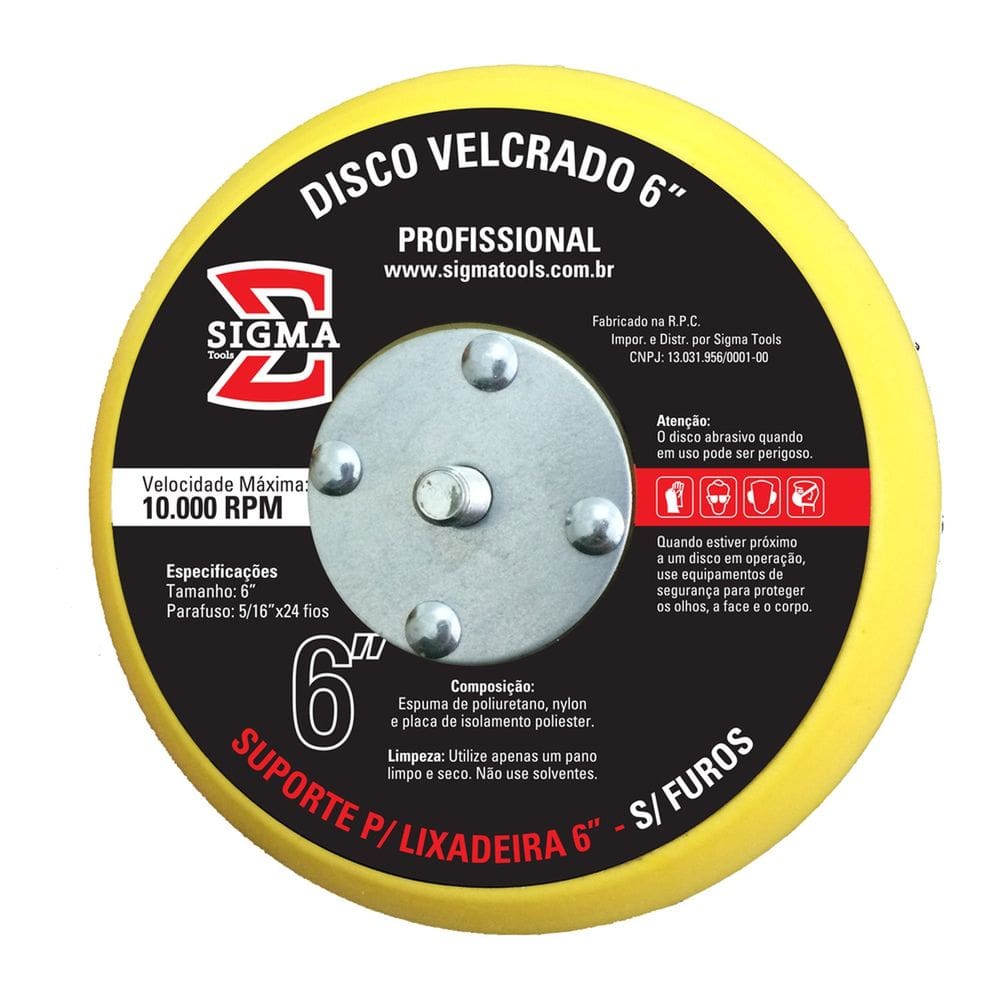 Disco Velcrado 6" S/ Furos 2.5cm X 14.7 Cm X 14.7cm