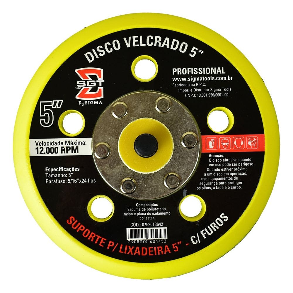 Disco Velcrado 5" C/ Furos 2.5cm X 12.4cm X 12.4cm