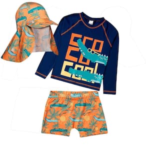 Conjunto Praia Infantil com Boné Jacaré Marinho Tip Top