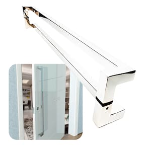 Puxador Portas Duplo Aço Inox Polido Athenas 1,8 m para portas: pivotantes/madeira/vidro temperado/porta alumínio e portões
